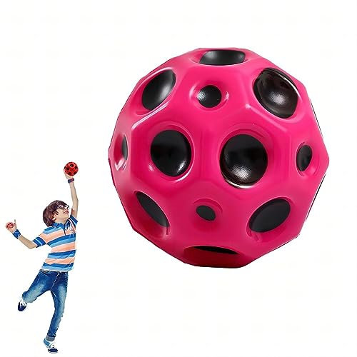EHOTER Moon Ball Space Ball Hohe Springende Lightweight Foam Ball Sport Training Ball Hohe Bounce Loch Ball Hüpfbälle für Kinder Erwachsene Training Geschenk (Rosenrot)