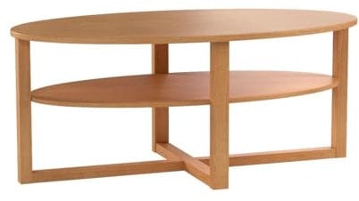 Homme Concept – Contemporary Oval/Round Coffee Table Living Room Centre Tea Table with lowershelf, Minimalistic Wooden Side Table | Oak Effect | Home Furniture |Kitchen | Home Decor
