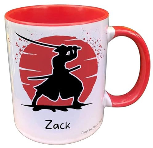 Personalised Samurai Mug Gift - Present for Japan Lovers - Gifts for Historians - Personalised History Mug - Country Style Mug (Red)