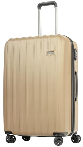HANSEKOFFER Hartschalenkoffer mittelgroß · Koffer L · Reisekoffer mit Rollen · Trolley mit Teleskopgriff · Leicht · Rollkoffer mit Zahlenschloss · Beige