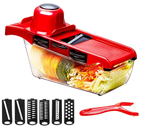 Firlar 6 in 1 Vegetable Slicers,Cheese Grater Vegetable Spiralizer and Veggie Slicers for Cooking,Kitchen Multifunctional Food Potato Veggie Chopper Dicer Cutter with Peeler