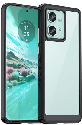 BOKYAS Coque pour Motorola Edge 40 Neo, Housse Transparente Antichoc Antipoussière, Protection complète à 360°, Etui Bumper Silicone & PC, Noir