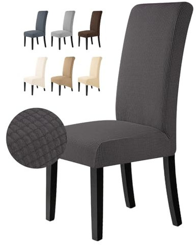 BalladHome Stuhlhussen 4 Stück Stuhlbezüge Stretch Stuhlbezug Elastische Spandex Stuhlhussen Universal Abnehmbare Waschbar für Hotel Party Bankett (Karbon Grau, 4 Stück)-M