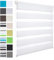 WOLTU Doppelrollo Klemmfix ohne Bohren Weiß B85 x H130 cm, Duo Rollo Zebrarollo Fensterrollo Klemmrollo Seitenzugrollo Easyfix lichtdurchlässig & verdunkelnd Rollos für Fenster und Tür