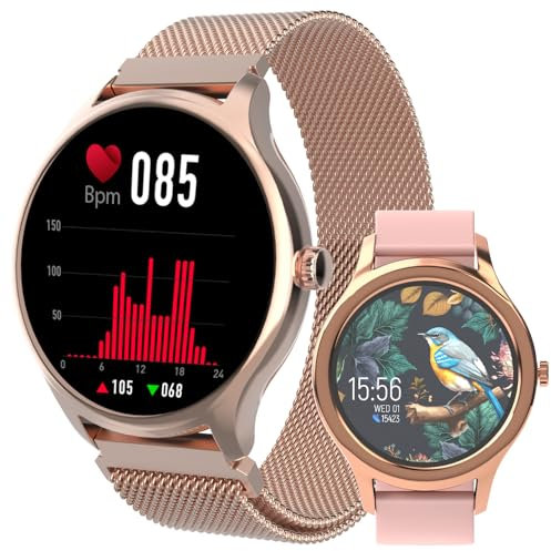 FOREVER Smartwatch ForeVive 3 SB-340 - Damenuhr Rosegold, Leichte und modische Smartwatch Gold, Fitness, Sport, Piersonalisiertes Ziffernblatt, Austauschbare Armbänder, Sportfunktionen und Modi