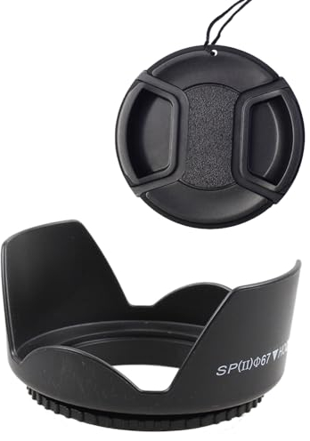 Paraluce e copriobiettivo a tulipano da 67 mm compatibile con obiettivi Canon EF-S 18-135 mm, compatibile con obiettivi Nikon 16-85 mm, obiettivo 18-105 mm (confezione da 1 + 1)