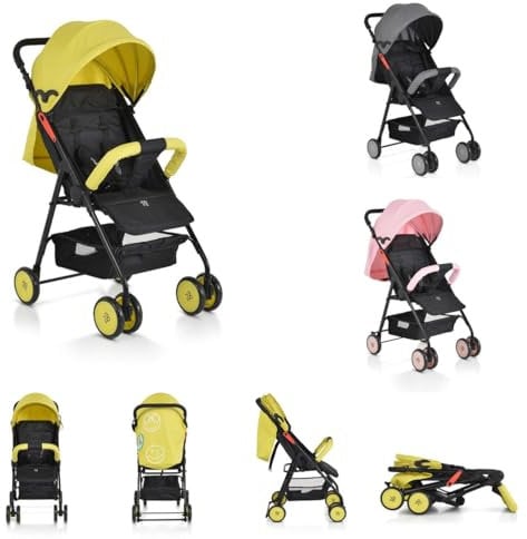 MONI Kinderwagen, Buggy Capri klappbar, Sicherheitsgurt, Rückenlehne verstellbar, Farben:gelb