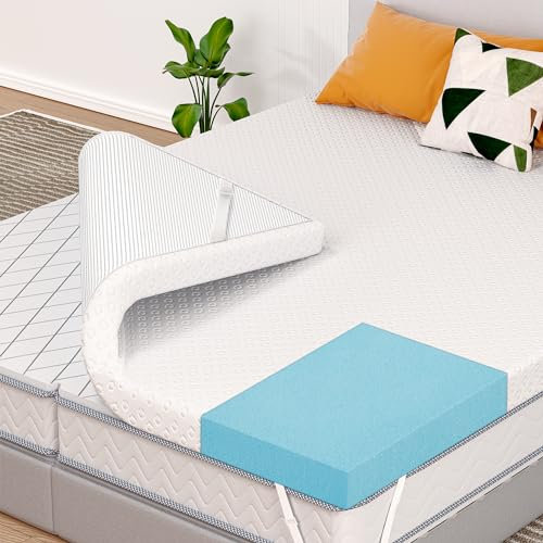 Topper in gel 160 x 200 cm, altezza 7,5 cm, nucleo in schiuma fredda, AprLeaf, comodo coprimaterasso in memory foam, materasso rinfrescante con rivestimento rimovibile