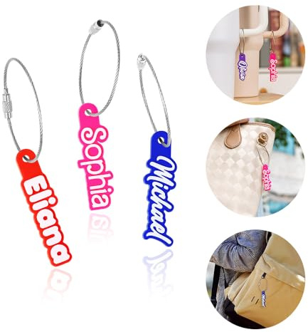 Name Tag for Water Bottle or Bagpack with Loop | Personalised Water Bottle Tags Luggage Tag for Kids Women Men | Custom Water Bottle Tag Luggage Label | Water Bottle Name Tag