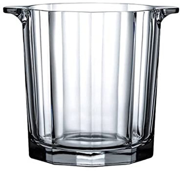 Ice Bucket 1.6L Crystal Glass Ice Bucket Clear Wine Bucket Round Beverage Tub Beer Bottle Drink Cooler Champagne Chiller Bin for Party, Bar, Home Stainless Steel Wine Cooler
