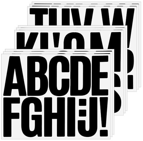 ZEYIYER 108 PCS Black Letter Stickers, 3 Inch Stick on Letters, Vinyl Alphabet Stickers Large, Self Adhesive Waterproof Capital Letter Stickers for Craft Poster Bin Mailbox Decor