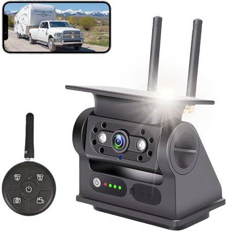 Ecoyoca Solar Wireless Backup Camera, Magnetic 1080P Reversing Camera with Remote Control, 10000mAh Rechargeable Battery, Perfect for Car, Vans, Caravan, Trailer & Truck