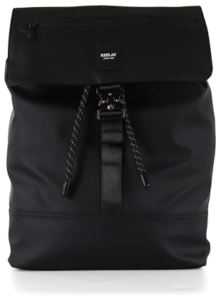 Replay Herren Rucksack mit Klappe, Black 0098 (Schwarz), Einheitsgröße