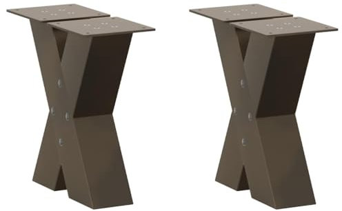 vidaXL Couchtischbeine X-Form 2 Stk. Naturstahl 40x(30-31) cm Stahl, Tischbein, Tischbein Metall, Esstischbein, Möbelbein, Schreibtischbein