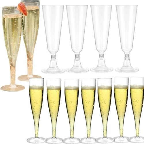 LZSLKEJI 25pcs Champagne Glasses, Crystal Champagne Prosecco Flutes Champagne Flutes 170ML Prosecco Glasses Plastic Champagne Flutes