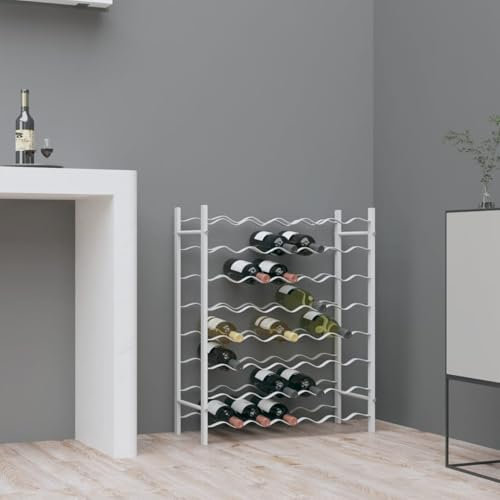 Tidyard Casier à Bouteilles pour 48 Bouteilles Blanc Métal, Casier à Vin Range Bouteilles, Porte Étagère à Bouteille pour Cuisine, Bar, Salon, Bistro, Cave à Vin
