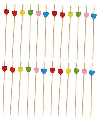 BESTYASH 100piezas Palillos De Cocktail y Decoraciones Creativas para Postres Aperitivos y Bebidas Brochetas De Corazón para Fiestas y Celebraciones