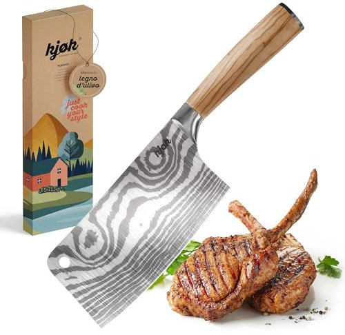 kjøk Premium Cuchillo de carnicero afilado 7cr hoja de acero 17cm dureza 58±2 HRC cuchillo de chef asiático con mango ergonómico de madera de olivo cuchillo de cocina profesional