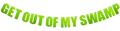 fKiZanthene Get Out of My Swamp Party Banner, Green Decorative Banner for Outdoor Events, Garden Parties & House Warmings​