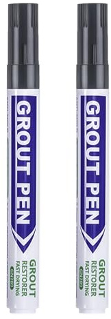 2 PCS Grout Pen, Dark Grey Grout Pen Tile Reviver and Sealer for Bathroom Kitchen, Waterproof, Moldproof Tile Paint Marker for Wall Floor Tiles and Lines - Easy-to-Use, Non-Toxic, Eco-Friendly, 2mm