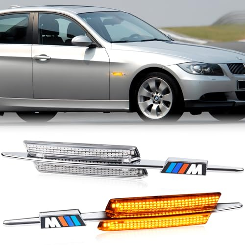 POPMOTORZ LED Seitenblinker Blinker für BMW 1 Series E82 E88 3 Series E90 E91 E92 E93 5 Series E60 E61 mit Canbus Fehlerfrei 2835 SMD Transparent, 2 Stück