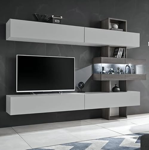 Arthauss Tokyo Entertainment Unit – Graphite Oak & Grey W250 x H180 x D35 cm | Media Storage for TVs Up to 50