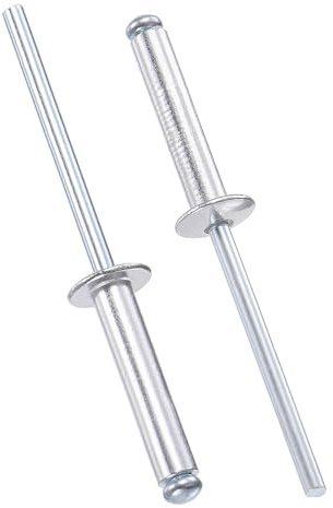 TOP-VIGOR Lot de 60 rivets aveugles en aluminium de 4 mm x 20 mm, rivets pop argentés pour fixation en métal, rivets aveugles à extrémité ouverte pour bricolage, meubles et réparations générales