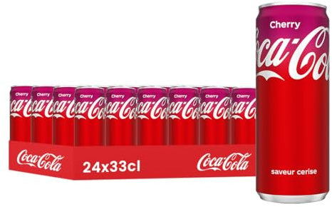 Coca-Cola Cherry, Boisson Gazeuse Aromatisée Cerise, Canette 33cl, Pack de 24