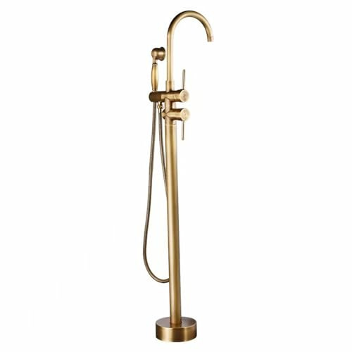 Rubinetto Vasca Freestanding con Doccetta Antico Ottone Miscelatore Vasca da Bagno Freestanding-Antico