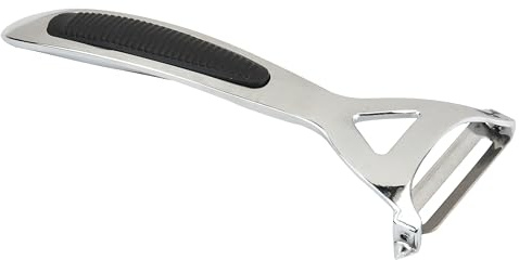 apollo THE HOUSEWARES BRAND Potato Peeler, Speedy French Y-Peeler | Rotatable Swivel, Vegetables and Fruit Peeling, Sharp Straight Cut Blade for Carrots, Alloy Chrome, Silver and Black
