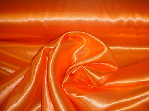 Stoff-Kollektion - Satin Stoff Meterware aus Polyester - Polyestersatin Glänzend & Doppelseitig 150cm breit – Ideal zum Nähen von Kostümen, für Bekleidung, als Dekostoff etc. - Orange