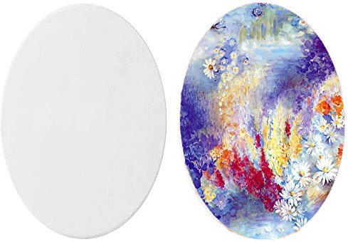 Ovale Leinwand Ölgemälde-Tafel für Künstler, leerer Rahmen, gespannte Leinwand zum Malen, 2 Stück