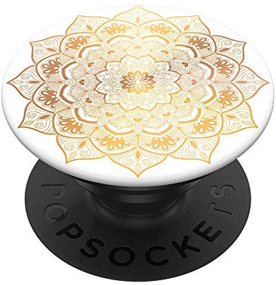 PopSockets PopGrip - Ausziehbarer Sockel und Griff für Smartphones und Tablets mit einem Austauschbarem Top - Golden Silence