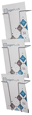 ogoPLUS Din A4 Wandprospekthalter Hochformat 3 Fach / Metall Prospekthalter Prospektständer Flyer-Ständer Aufsteller Büro Praxis Werbung