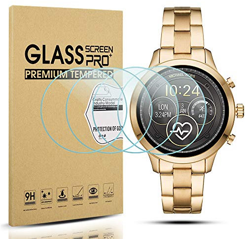 Diruite 4 Pièces Protection Écran Compatible avec Michael Kors Access Runway Verre Trempé,HD Protecteur D'écran Verre Trempé pour Michael Kors Access Runway[Anti-rayures][Sans Bulles][Anti-huile]