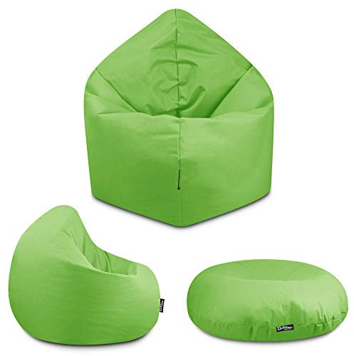 BuBiBag - 2in1 Sitzsack Bodenkissen - Outdoor Sitzsäcke Indoor Beanbag in 32 Farben und 3 Größen - Sitzkissen für Kinder und Erwachsene (125 cm Durchmesser, Kiwigrün)