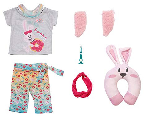 BABY born Bath Deluxe Gute Nacht Set 43 cm, Puppenkleidung für 43 cm Puppen, Set aus Shirt, Hose, Stirnband, Socken, Zahnbürste und Nackenkissen, 829363 Zapf Creation