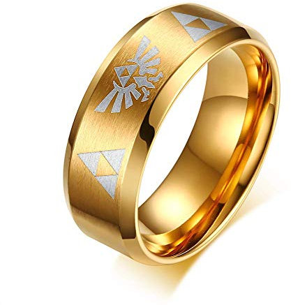 8MM Damen Herren Blue Stainless Steel Die Legende von Zelda Triforce Ring4 Farbe