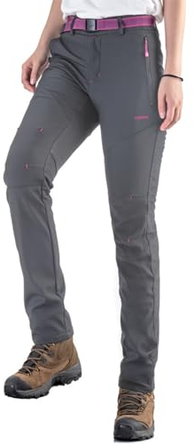 Tofern Softshellhose Wanderhose wasserdichte für Damen Gefütterte Winter Outdoorhose Thermohose Funktionshose Warm Ski Hose mit Gürtel, Ideal für Alle Outdoor Abenteuer