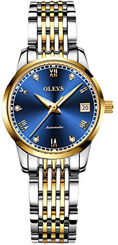 rorios Damen Automatikuhr Mode Leuchtend Armbanduhr mit Edelstahl Armband wasserdichte Diamant Uhr Mechanische Damen Uhren