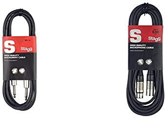 Stagg Sgc6Dl Cavo Pro-Dritto Deluxe Per Strumenti Musicali Da Jack 6,3 Mm A Jack 6,3 Mm, 6M, Nero & Cavo Di Alta Qualita Xlrf A Xlrm Plug Microphone, 6 M, Nero