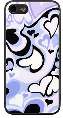 EYZUTAK Case for iPhone SE(5G) 2022 iPhone 7 iPhone 8 iPhone SE 2020, Cute Love Heart Printed Shell for Women Girls Painting Art Design Case Slim Soft TPU Bumper Hard Back Protective Case - Blue#1