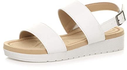 AJVANI Womens ladies low wedge heel slingback buckle strappy flatform sandals size 7 40