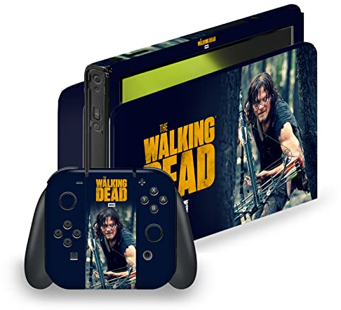 Head Case Designs Offizielle AMC The Walking Dead Daryl Lauern Daryl Dixon Grafiken Matte Vinyl Haut Gaming Aufkleber Abziehbild Abdeckung kompatibel mit Nintendo Switch OLED Bundle