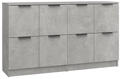 vidaXL 2X Sideboard Kommode Anrichte Schrank Beistellschrank Mehrzweckschrank Standschrank mit Türen Betongrau 60x30x70cm Holzwerkstoff