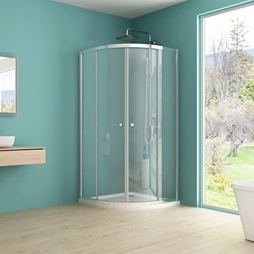 IMPTS Duschkabine 80X80 Eckeinstieg, Viertelkreis Duschabtrennung Runddusche Viertelkreisdusche 6mm ESG Glas Duschwand Höhe 185 cm OHNE Duschwand und Ablaufgarnitur