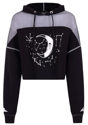 Hell Bunny Solaris Printed Cropped Hoodie Black