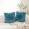NordECO HOME 2er Set kissenbezüge 50x50 cm Kissen Dunkelblau Künstlich Pelz Fellkissen Dekorative Deko Kissen Kuschelkissen Flauschig Sofakissen Weich für Sofa