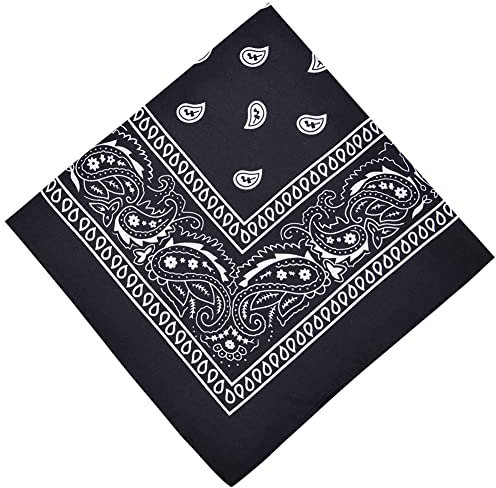 Aomig Bandana Damen Herren, Nickitücher Kopftuch Halstuch Männer, Unisex Tuch Bindetuch, Headwear Haar Schal Paisley Muster,Schwarz (55 x 55 cm)