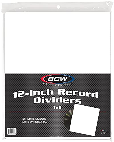 BCW Tall Dividers for 12 in Records - White | 25 Pack | Premium Quality Vinyl Storage